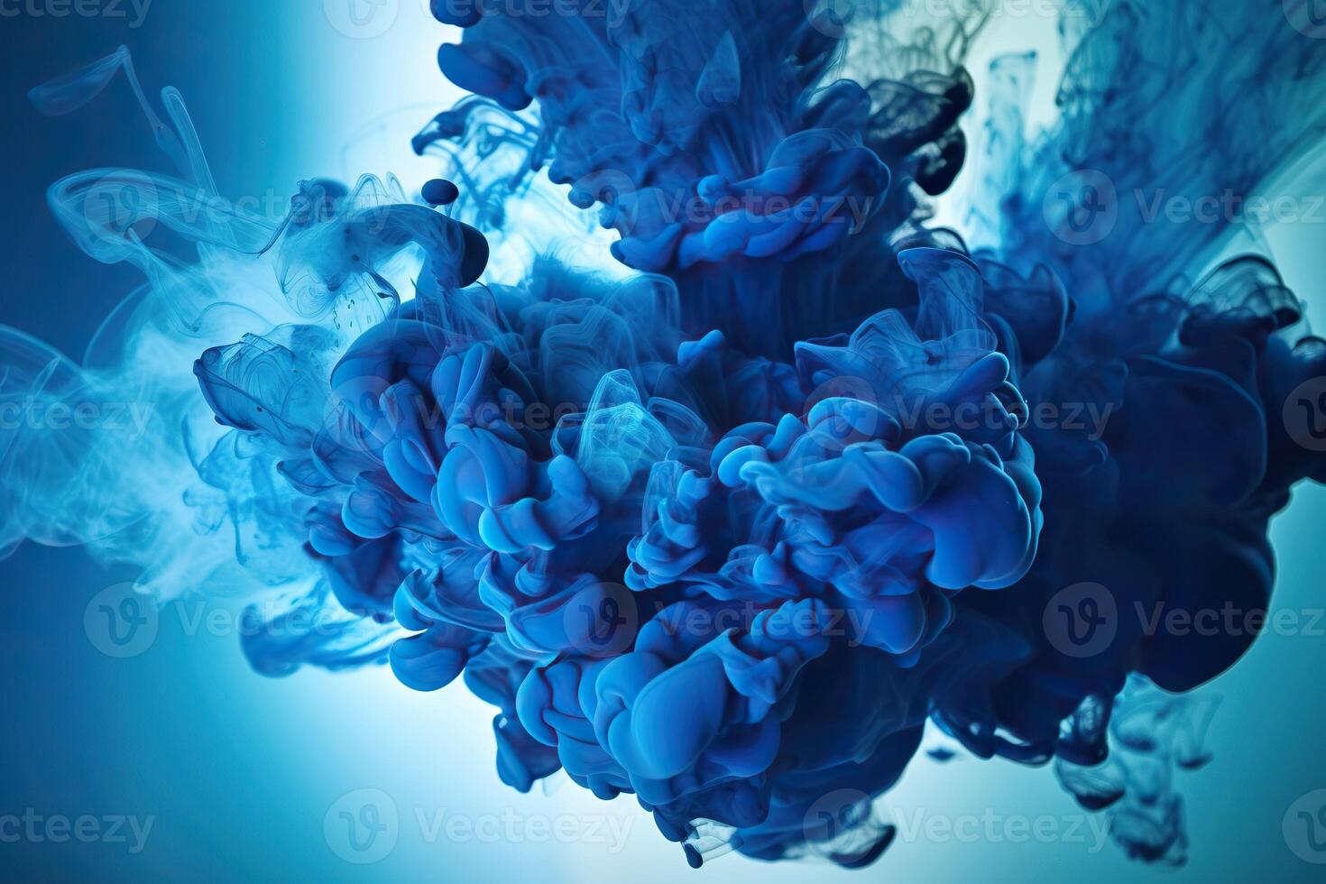 Blue smoke. Explosion paint drops. . photo