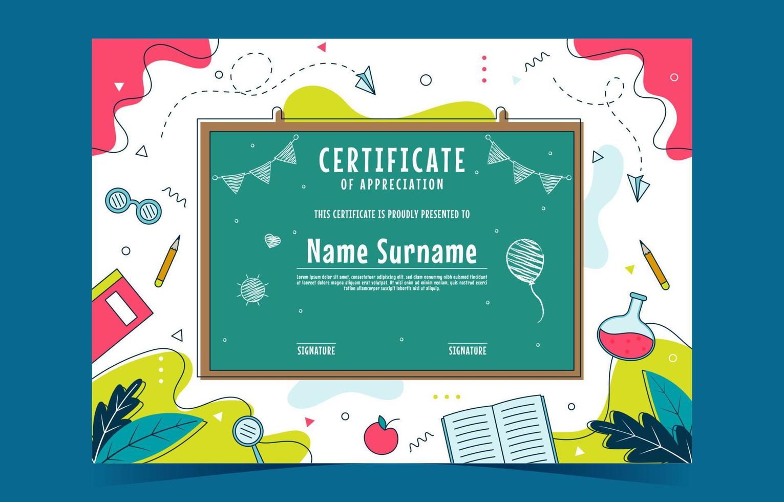 Fun Children Certificate Concept vector