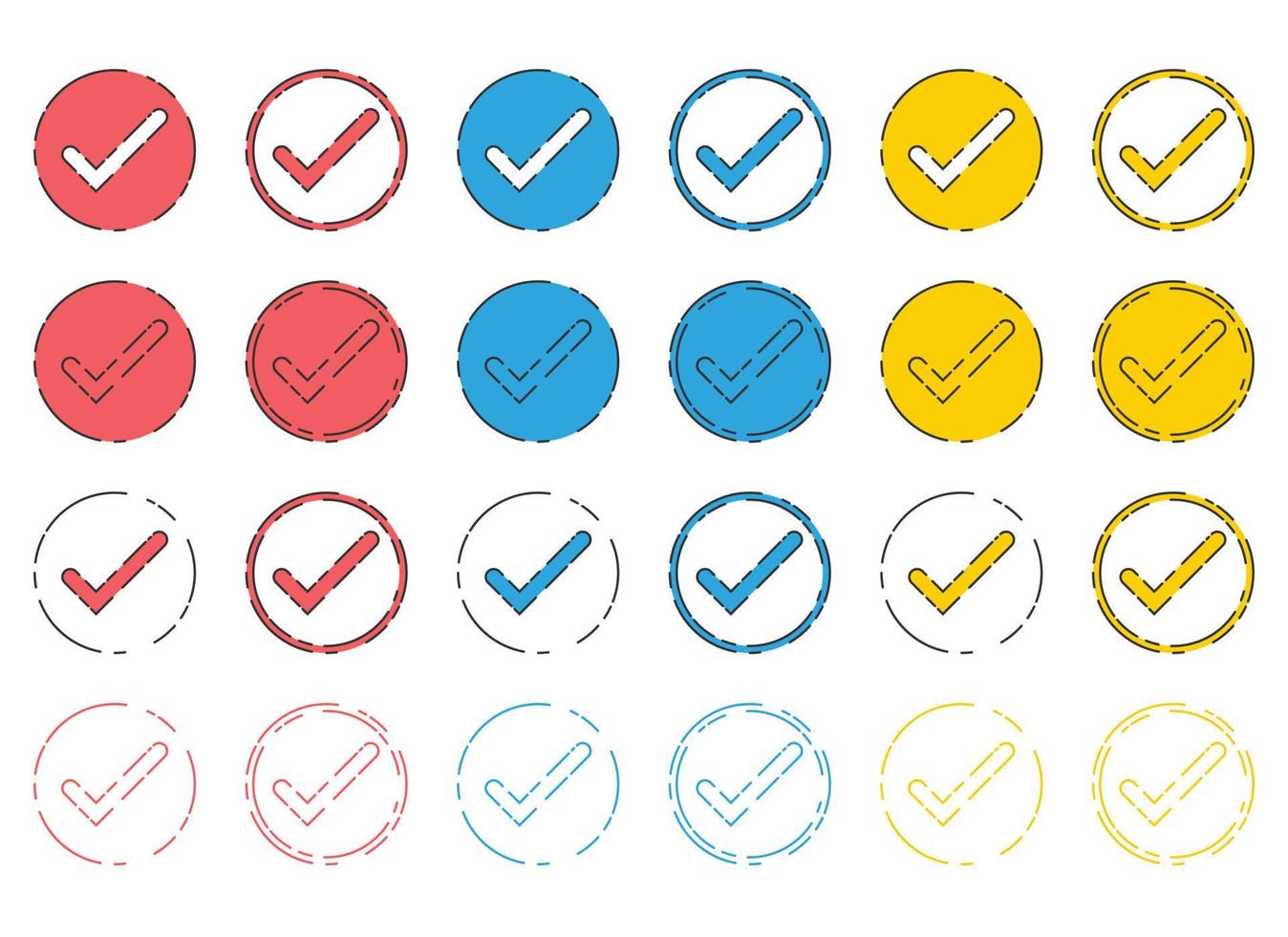 Approved check mark icon in flat style vector collection