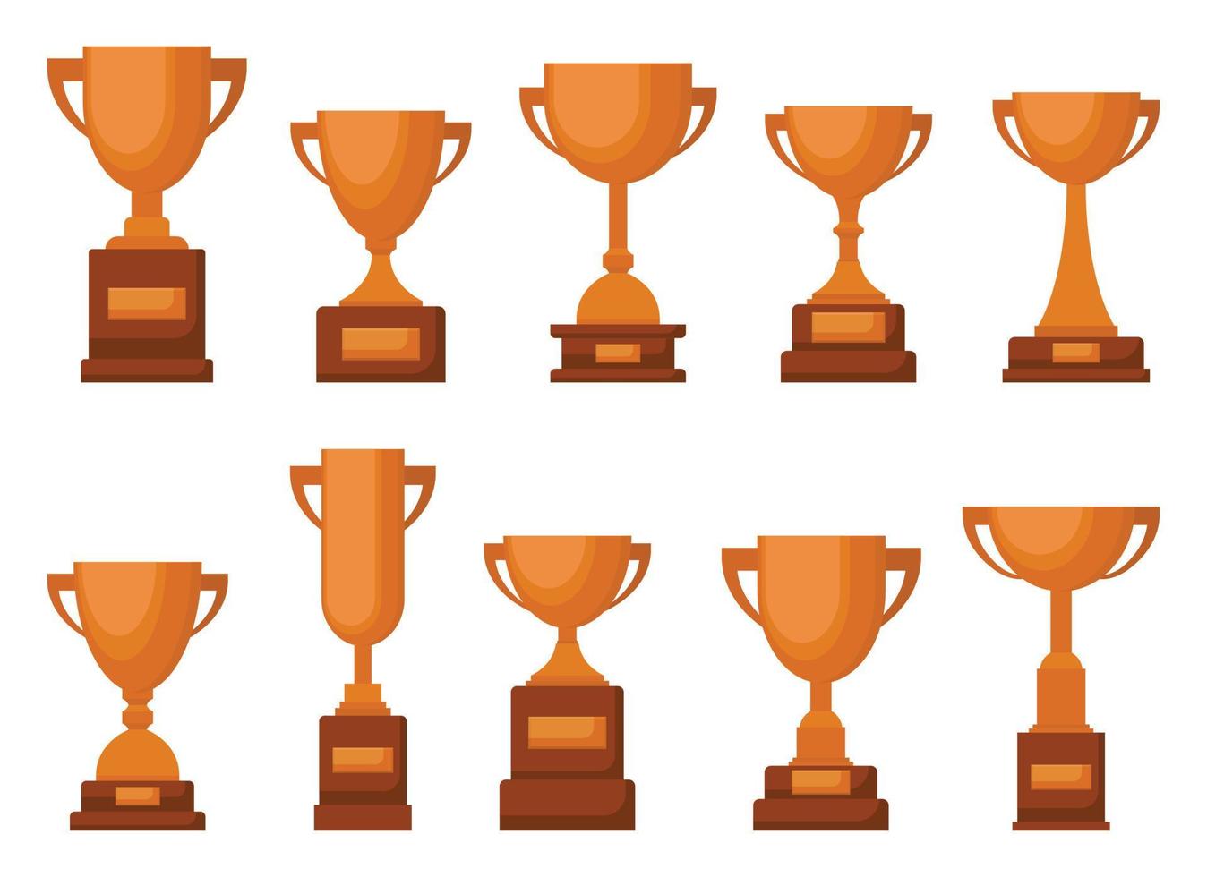 Award trophy goblet. Bronze cup in flat design. Vector illustration