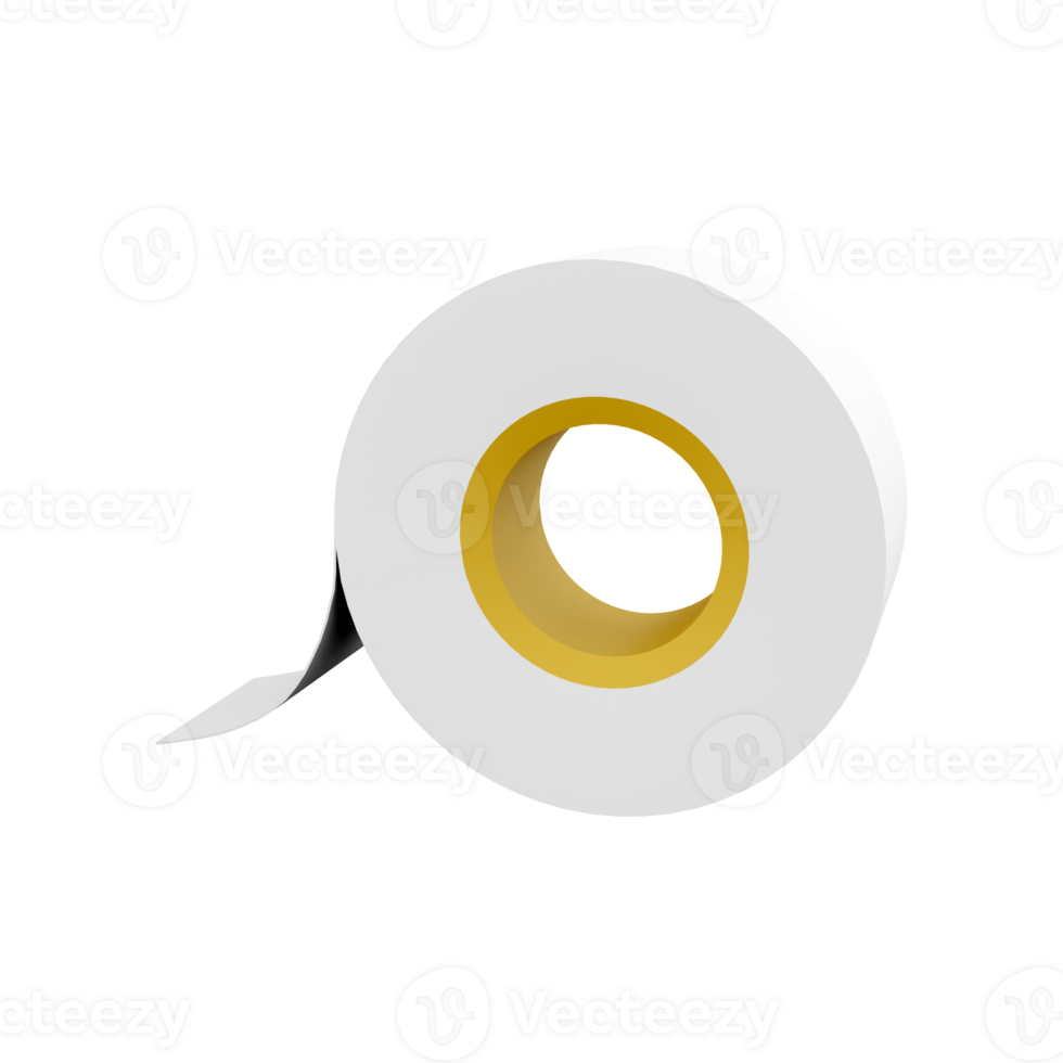 3d rendering White tape, scotch tape, adhesive tape on white background. 3D rendering ribbon, icon. png