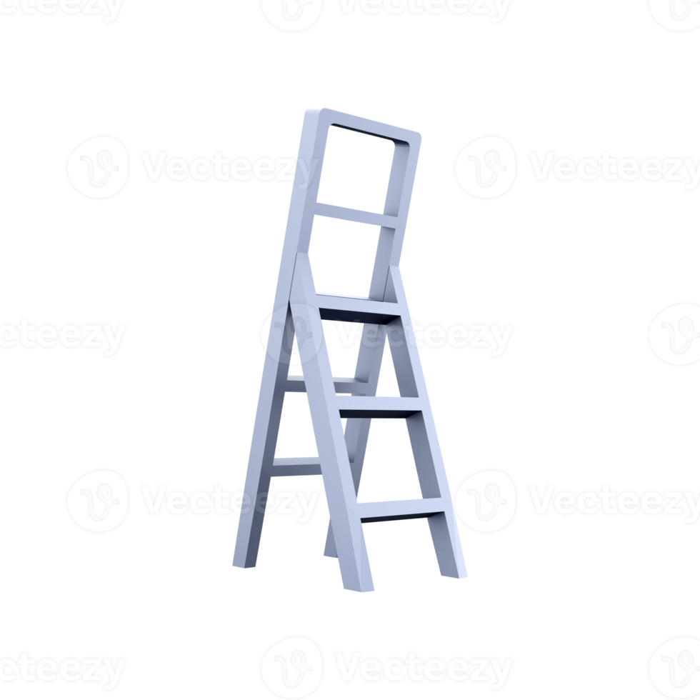 3D rendering Light folding ladder on white background. 3D rendering folding ladder icon. png