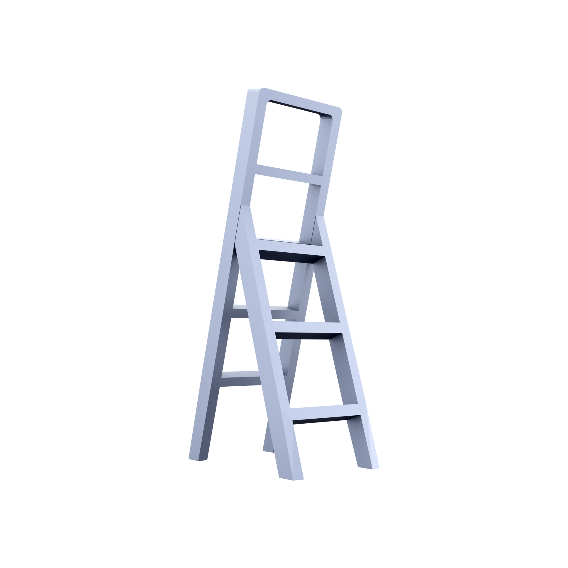 3D rendering Light folding ladder on white background. 3D rendering