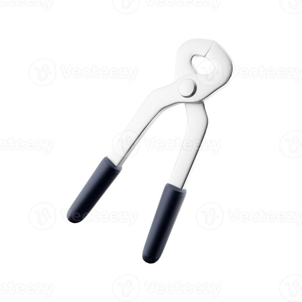 3D rendering of a technical electrical cutting pliers. 3d rendering cutting plier icon. png