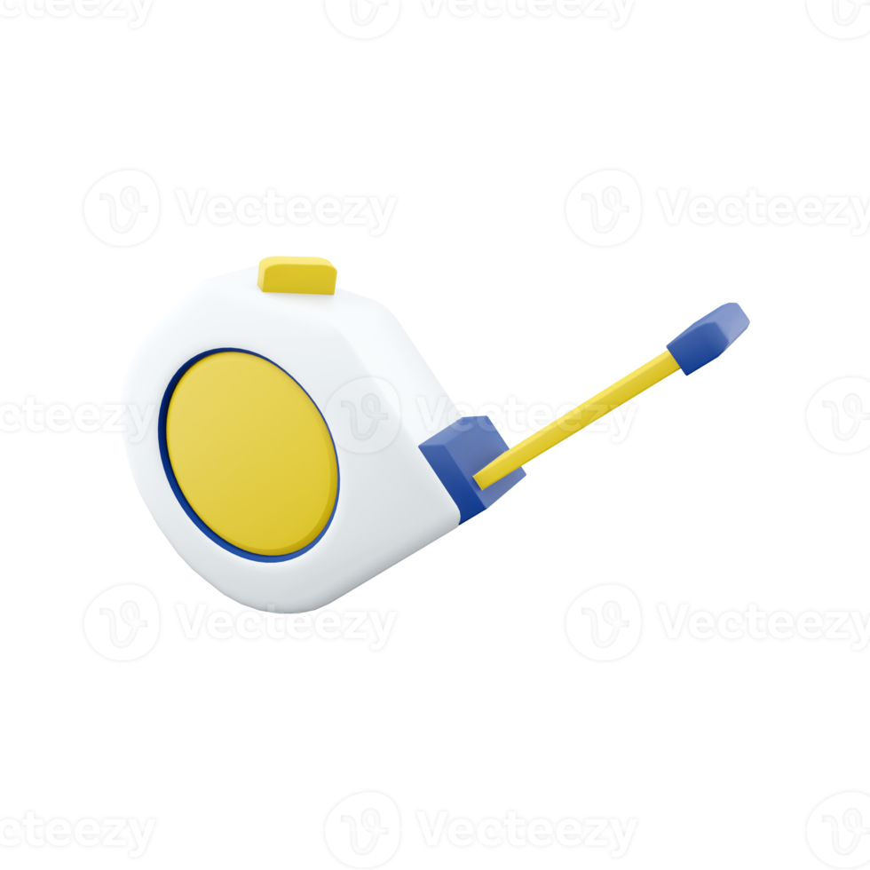 3d interpretazione costruzione utensili e attrezzatura, nastro misurare su bianca sfondo, lavoro duro e faticoso giorno. 3d interpretazione icona. png