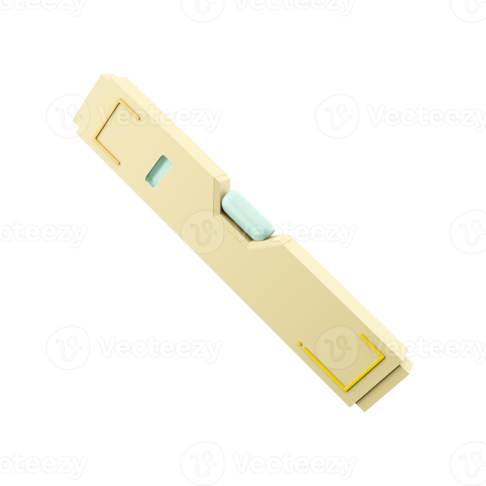3D rendering Construction level tool on white background. 3d rendering and illustration of a tool for repair and construction. 3d render industrial balance icon. png