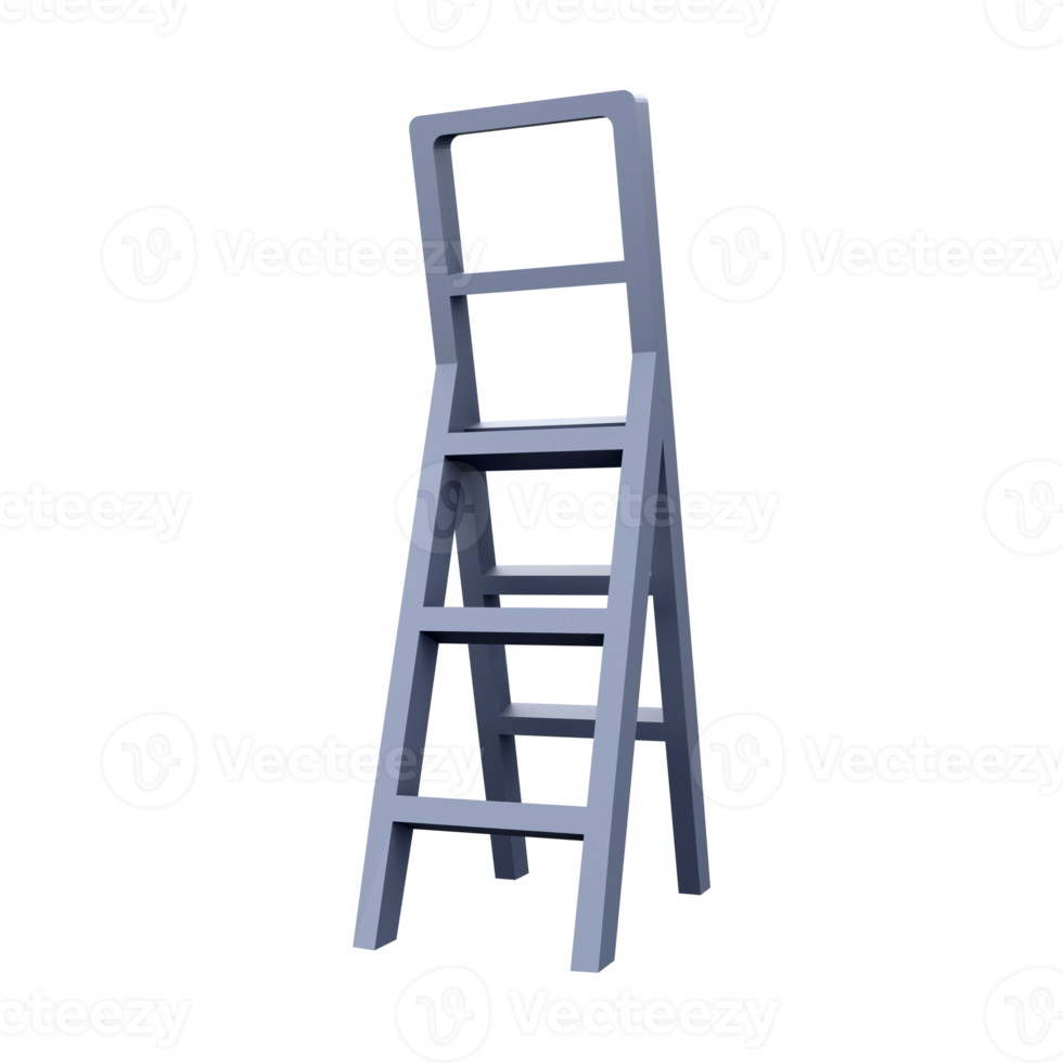 3D rendering Light folding ladder on white background. 3D rendering folding ladder icon. png