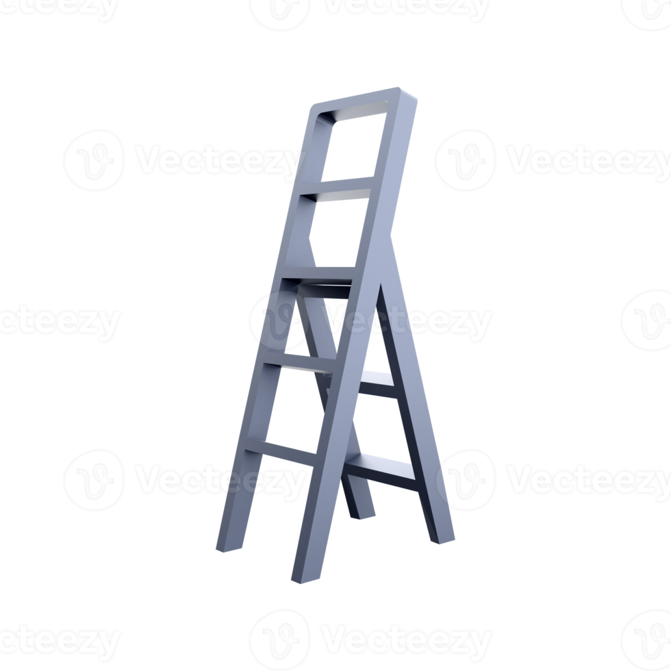 3D rendering Light folding ladder on white background. 3D rendering folding ladder icon. png