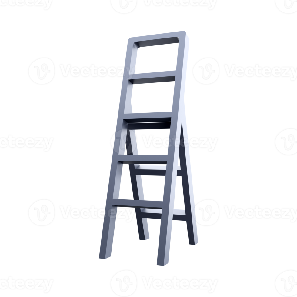 3D rendering Light folding ladder on white background. 3D rendering folding ladder icon. png
