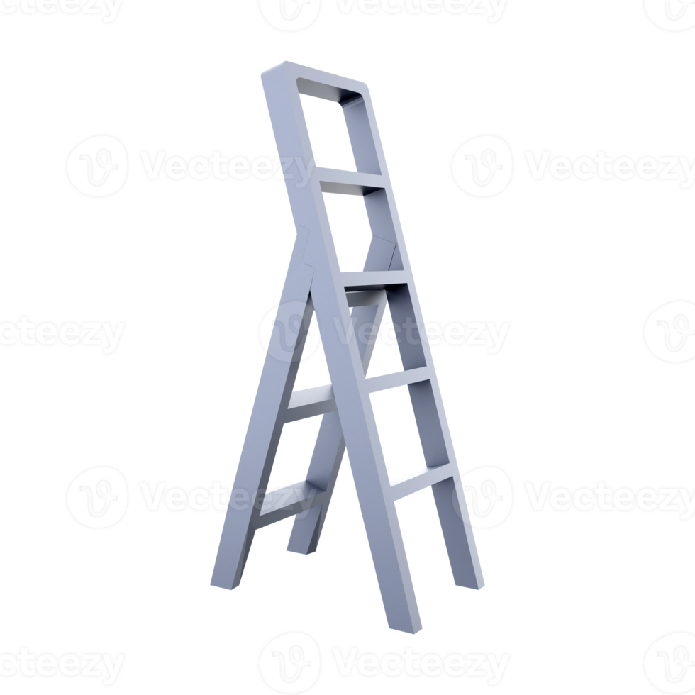 3D rendering Light folding ladder on white background. 3D rendering folding ladder icon. png