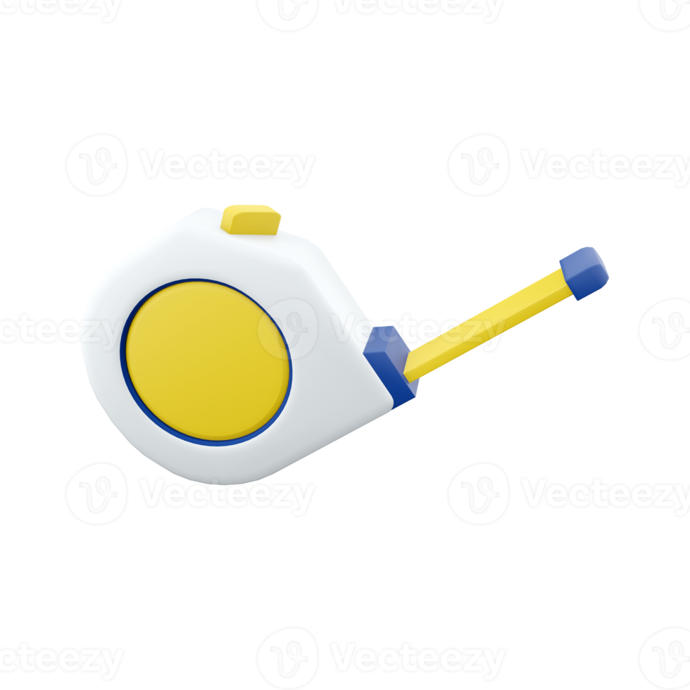 3d Rendern Konstruktion Werkzeuge und Ausrüstung, Band messen auf Weiß Hintergrund, Arbeit Tag. 3d Rendern Symbol. png