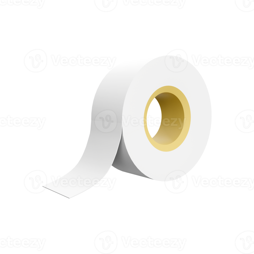 3d rendering White tape, scotch tape, adhesive tape on white background. 3D rendering ribbon, icon. png