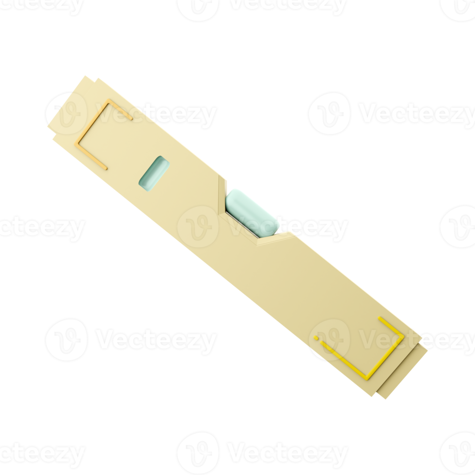 3D rendering Construction level tool on white background. 3d rendering and illustration of a tool for repair and construction. 3d render industrial balance icon. png