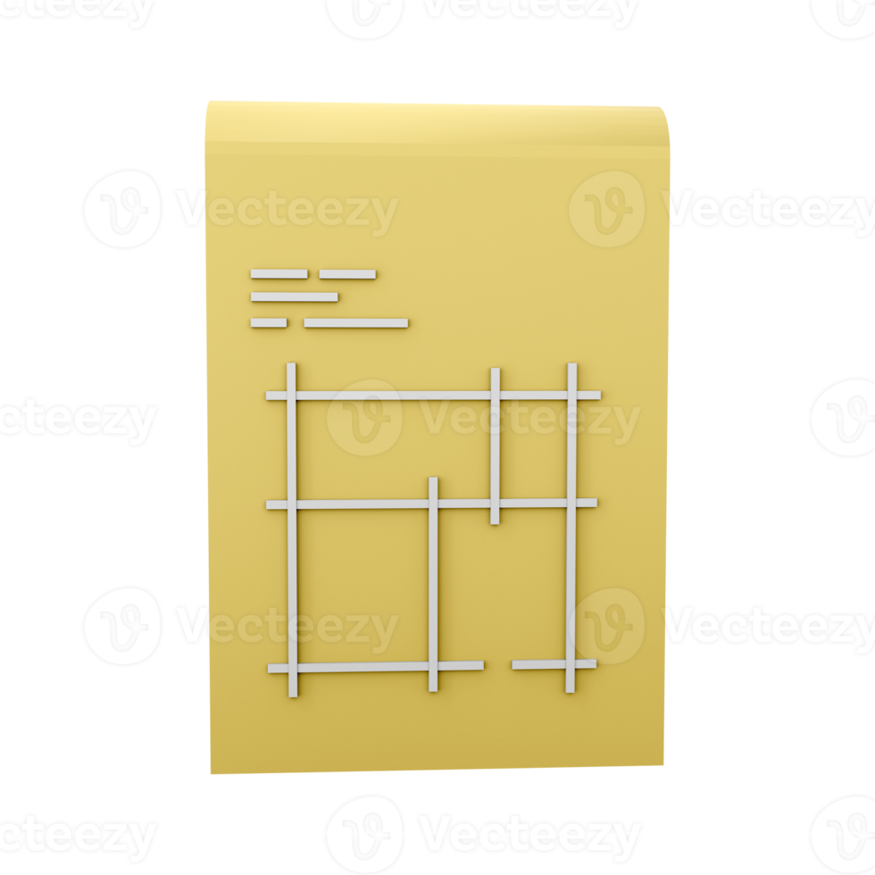 3d render Architecture, blueprint icon. Professional icon in cartoon style. 3d render building plan icon. png