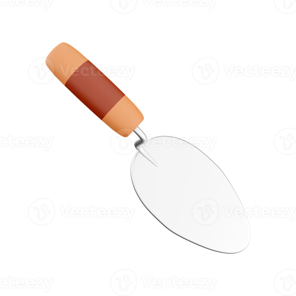 3D rendering illustration of trowel tool on white background. 3d render trowel tool icon. png