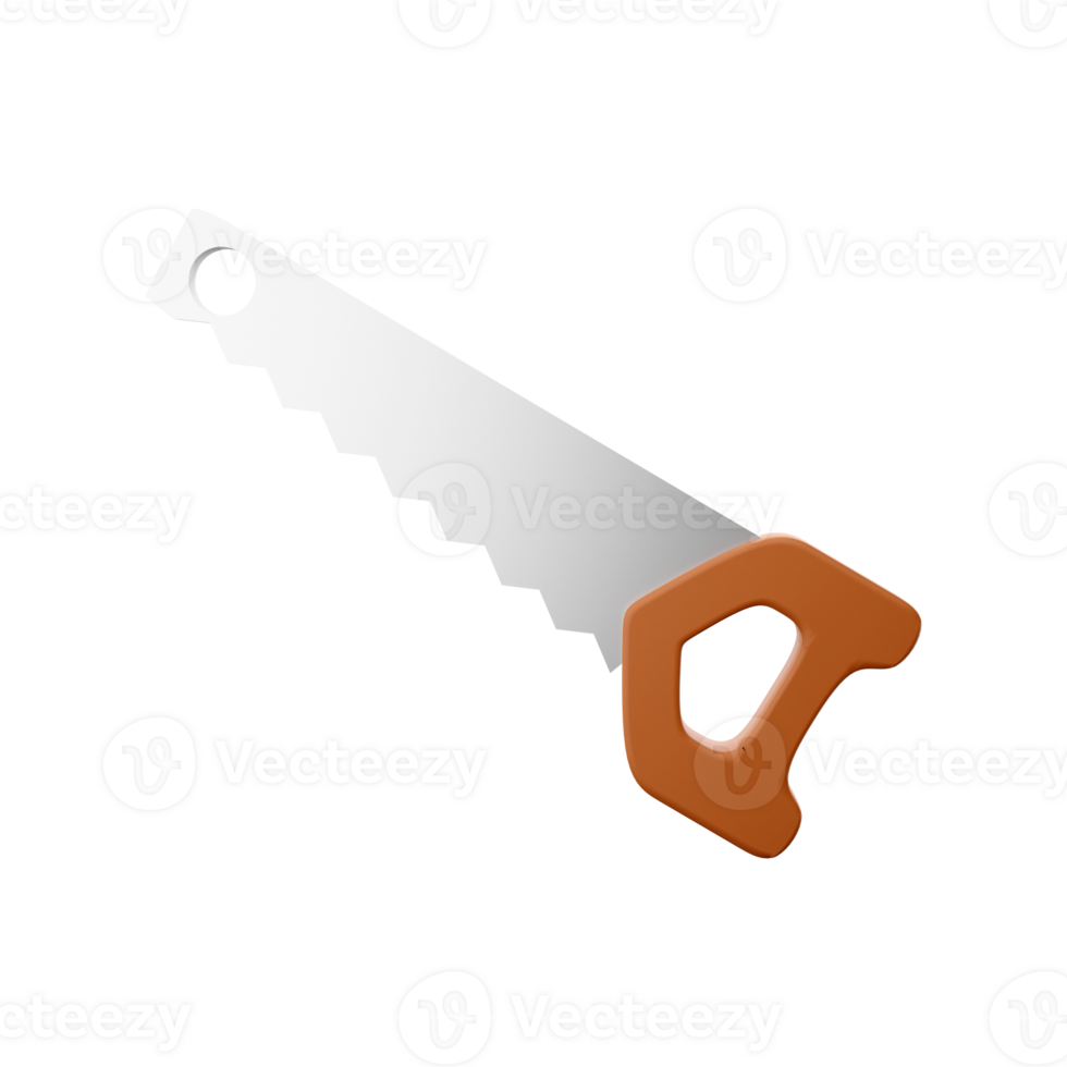 3D rendering Hand saw in. 3d render hand saw, icon. png