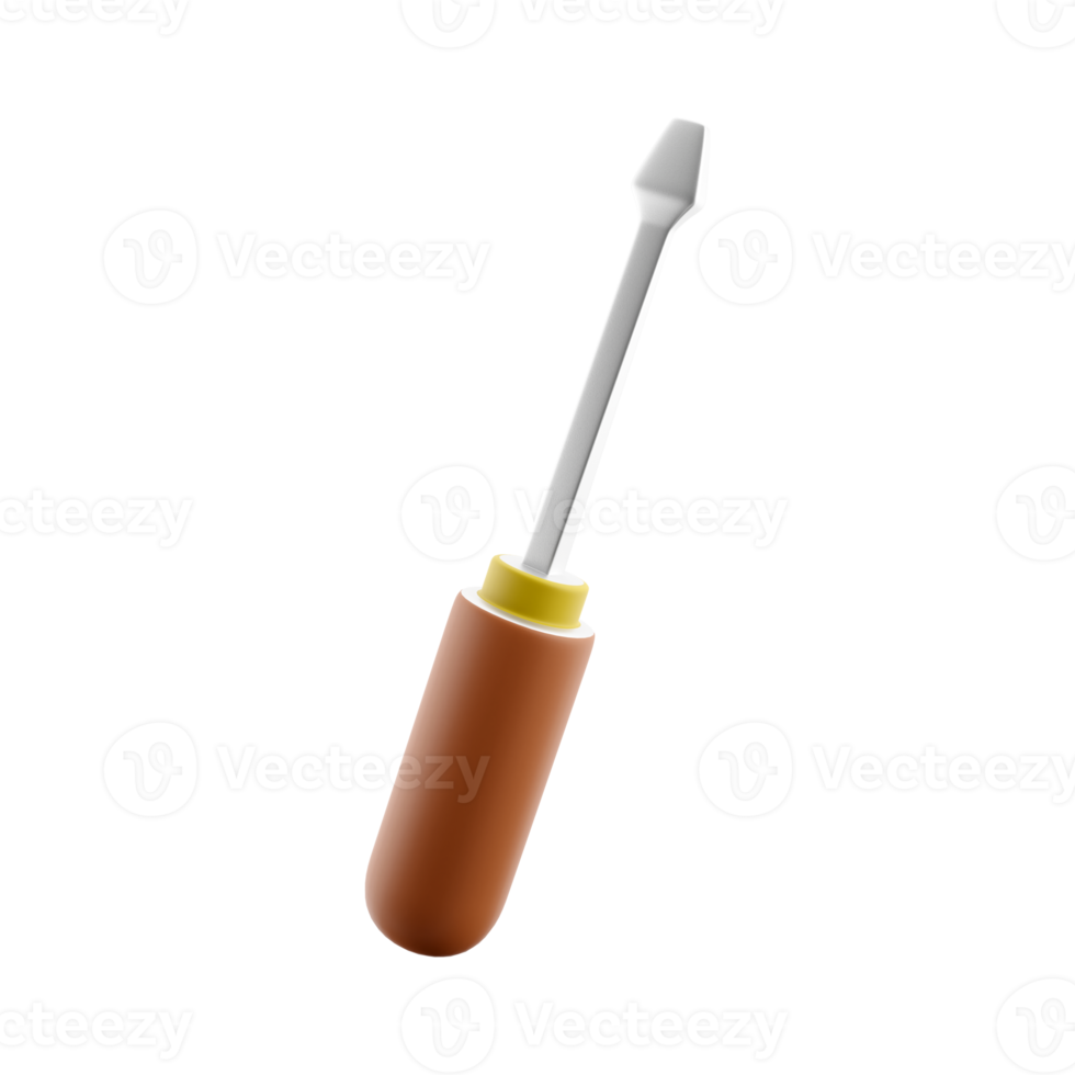 plat tête Tournevis sur blanc Contexte dans 3d le rendu illustration. professionnel outil. 3d le rendu Tournevis, icône. png