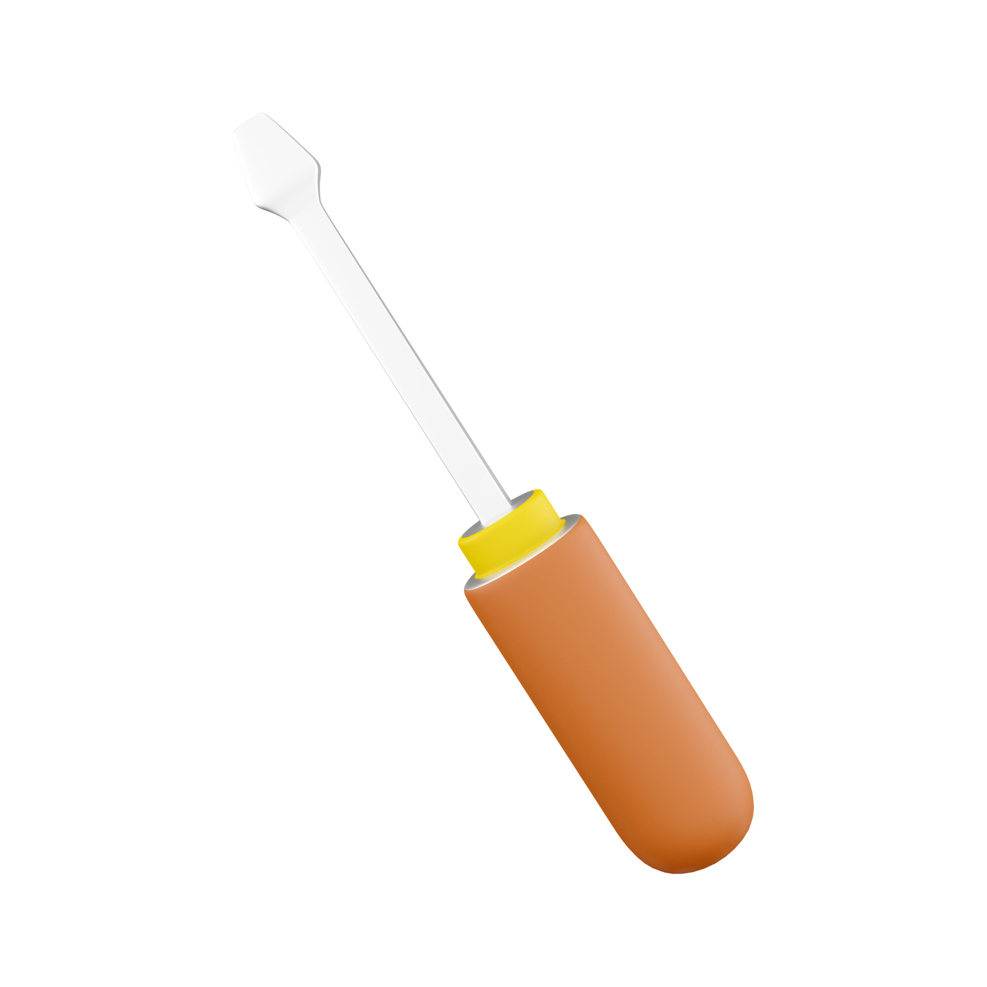 Free Flat head screwdriver on white background in 3D rendering