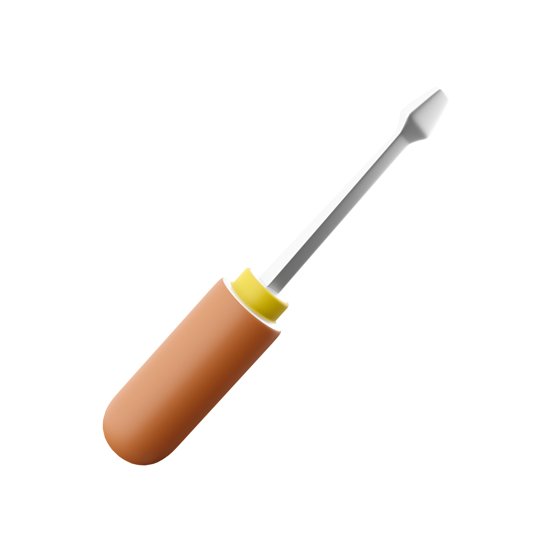 Flat head screwdriver on white background in 3D rendering illustration