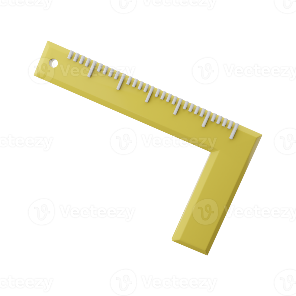 3d render Building yellow corner ruler tape measuring tool 3d rendering illustration. 3d render corner ruler icon. png