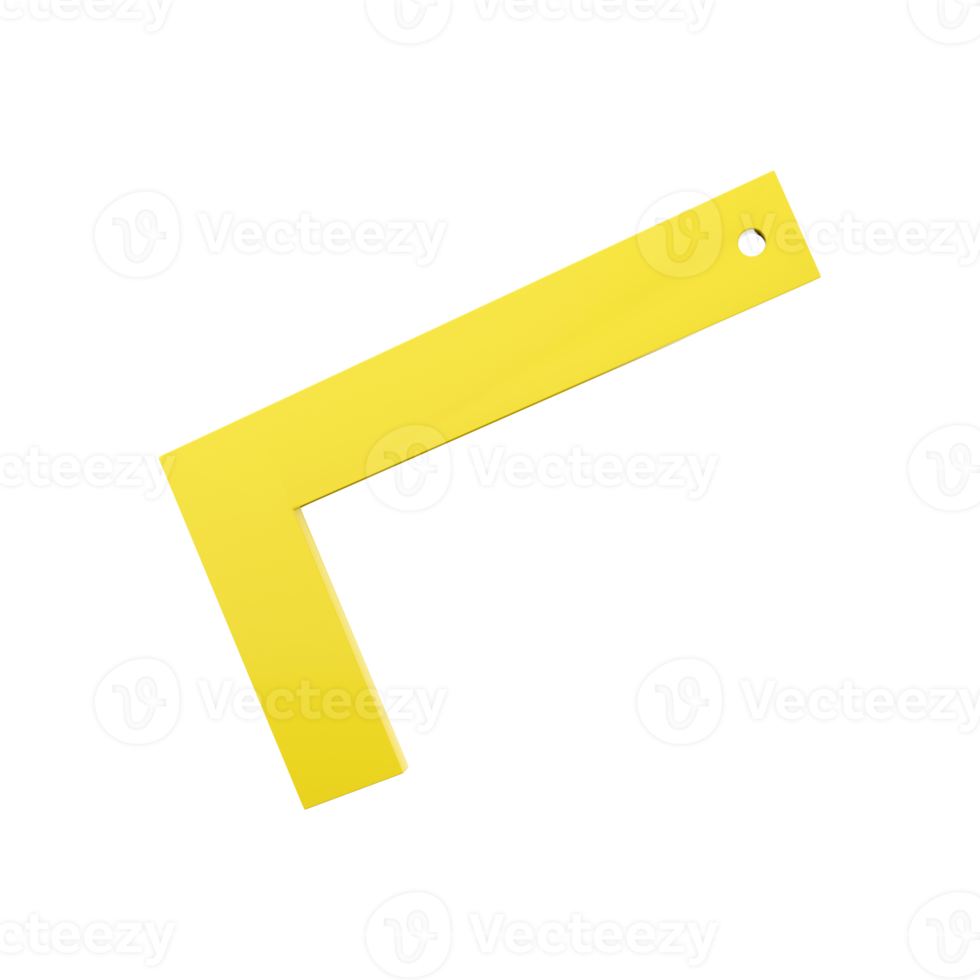 3d render Building yellow corner ruler tape measuring tool 3d rendering illustration. 3d render corner ruler icon. png