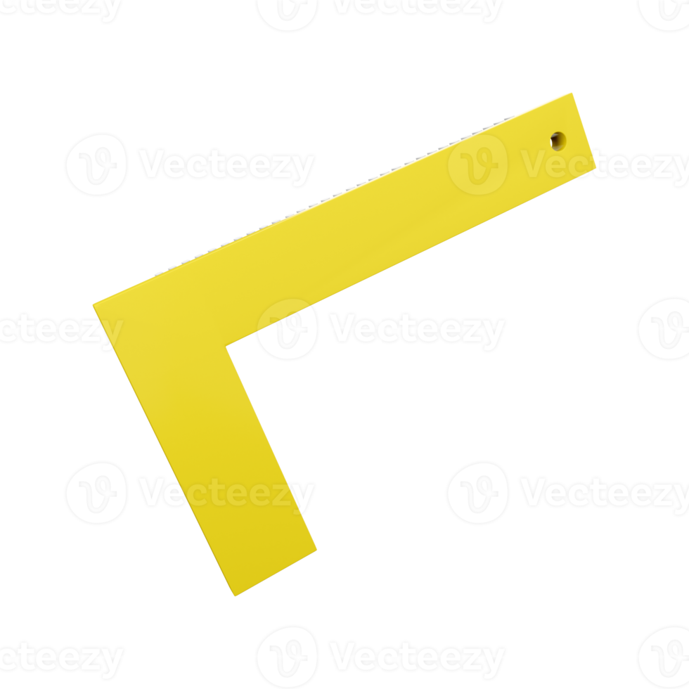 3d render Building yellow corner ruler tape measuring tool 3d rendering illustration. 3d render corner ruler icon. png