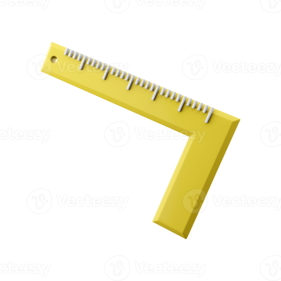 3d render Building yellow corner ruler tape measuring tool 3d rendering illustration. 3d render corner ruler icon. png