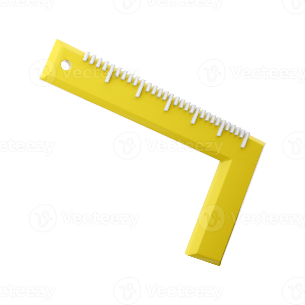3d render Building yellow corner ruler tape measuring tool 3d rendering illustration. 3d render corner ruler icon. png