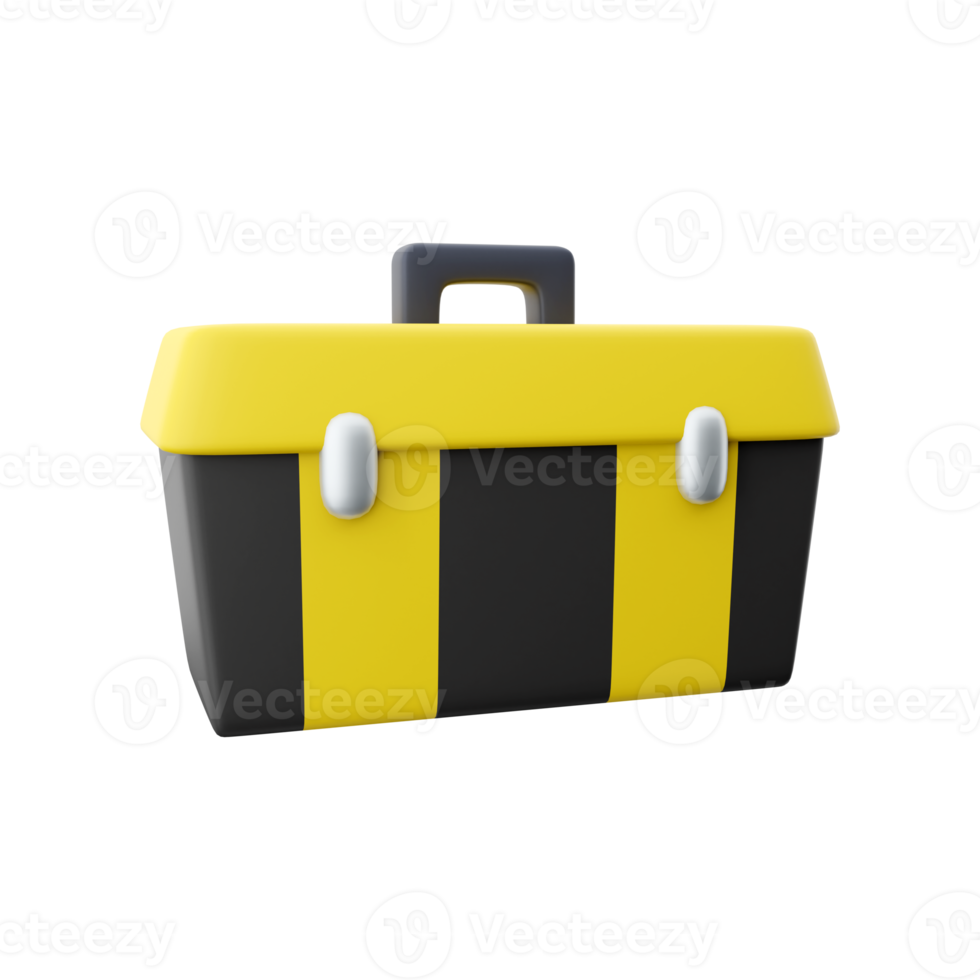 3D rendering Illustration of a plastic toolbox on a white background. 3D rendering plastic toolbox, icon. png