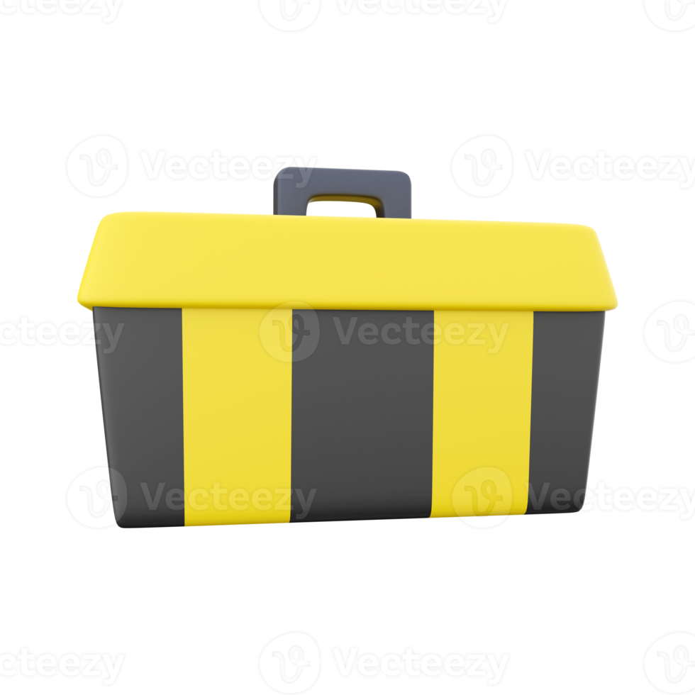 3D rendering Illustration of a plastic toolbox on a white background. 3D rendering plastic toolbox, icon. png