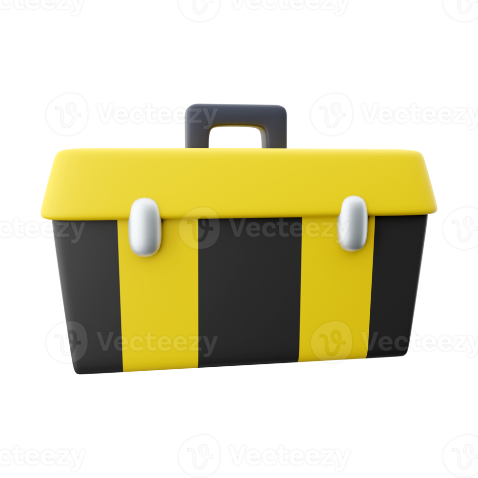 3D rendering Illustration of a plastic toolbox on a white background. 3D rendering plastic toolbox, icon. png