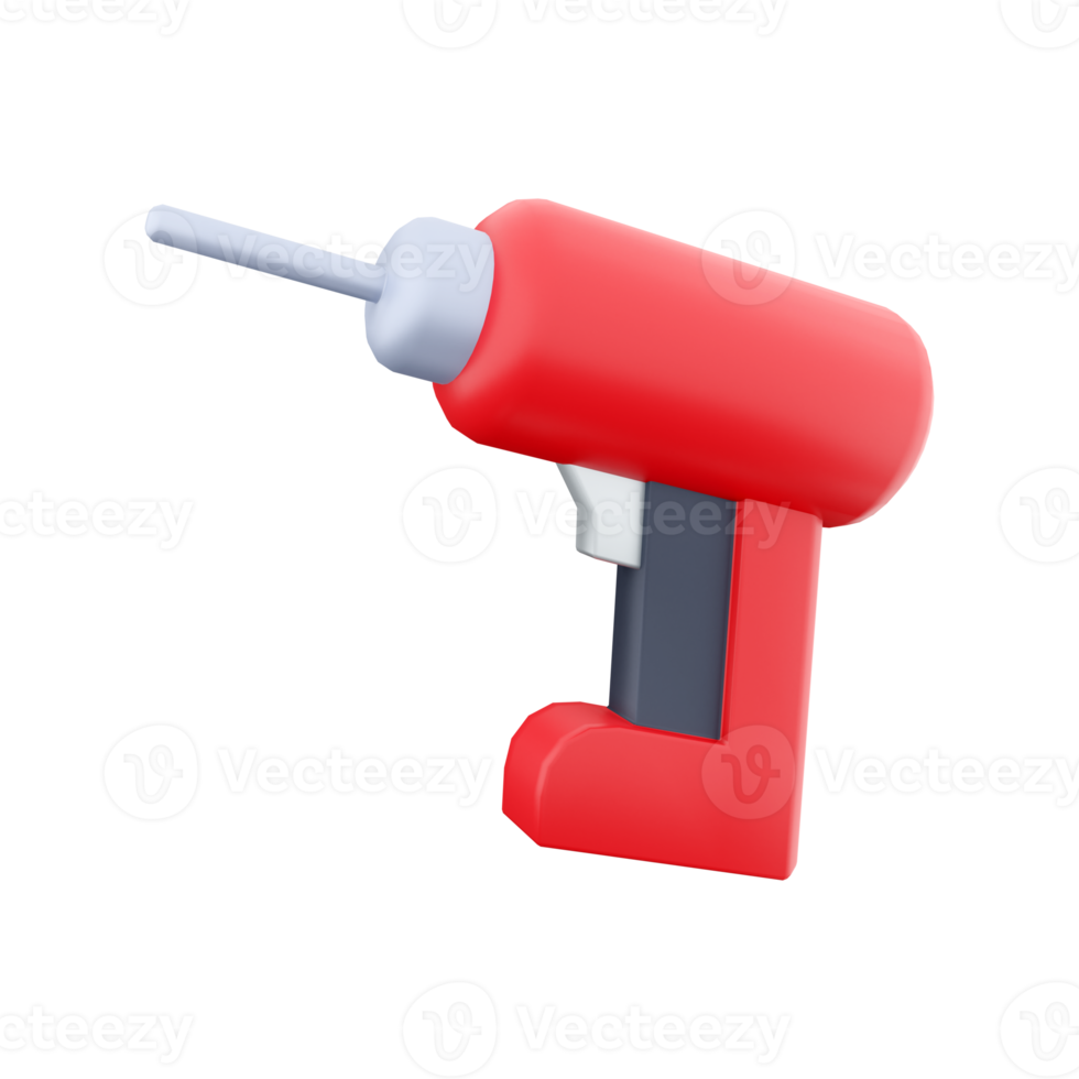 3D rendering of a rechargeable and cordless drill on a white background. 3D rendering, drill icon. png