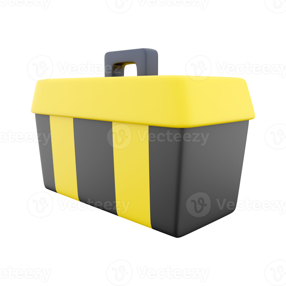 3D rendering Illustration of a plastic toolbox on a white background. 3D rendering plastic toolbox, icon. png