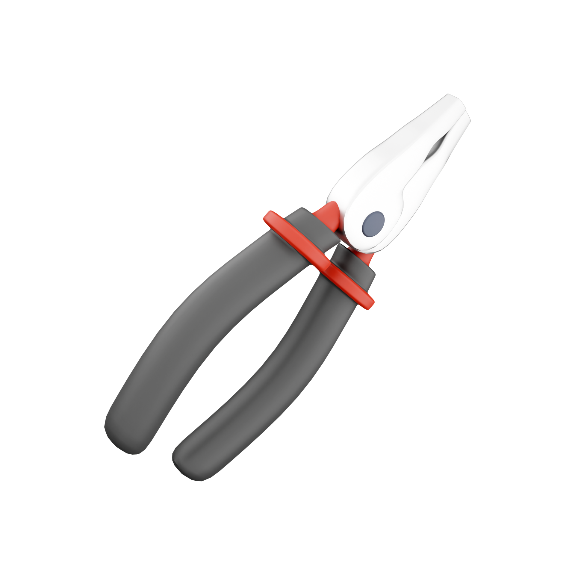 3D rendering of pliers with plastic handles on a white background. 3d