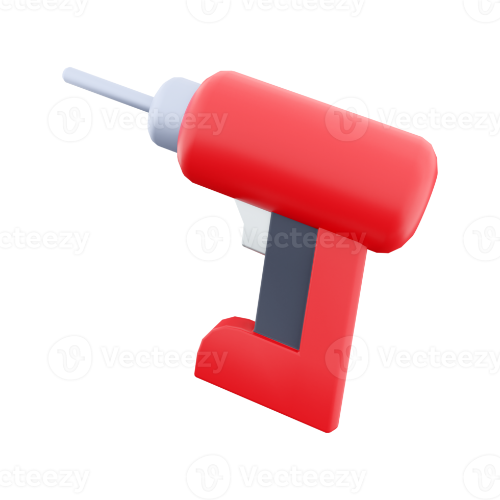 3D rendering of a rechargeable and cordless drill on a white background. 3D rendering, drill icon. png