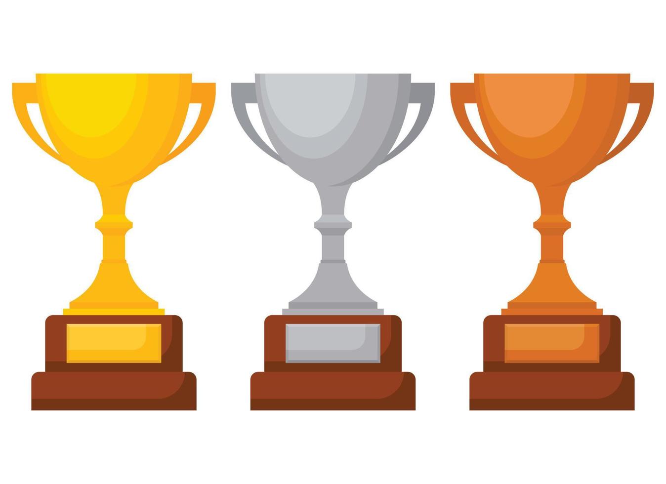 Award trophy goblet. Gold, silver and bronze cup in flat design. Vector illustration