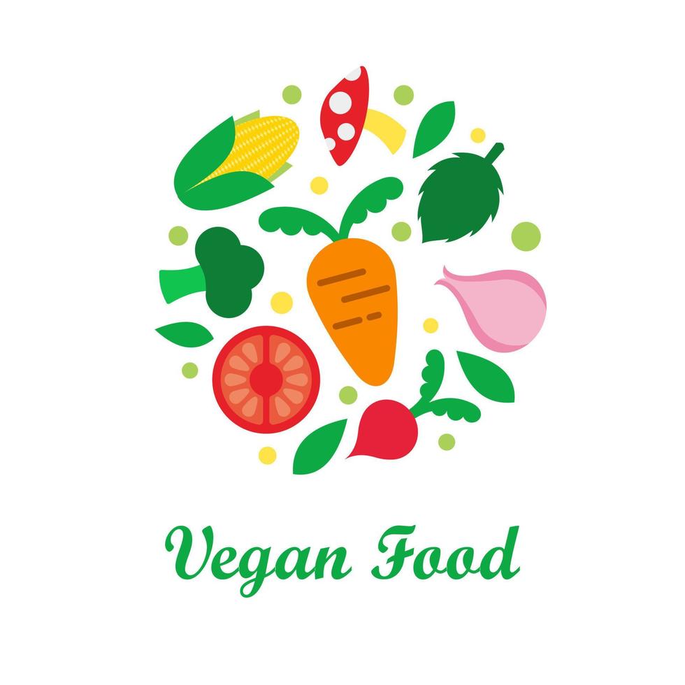 Fresh Food logo design template. Vector color hand like illustration background.