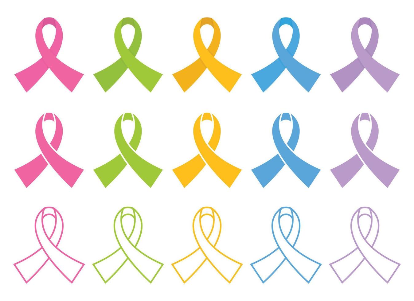 Awareness ribbon cross. Set of breast cancer symbol. Vector illustration in flat design