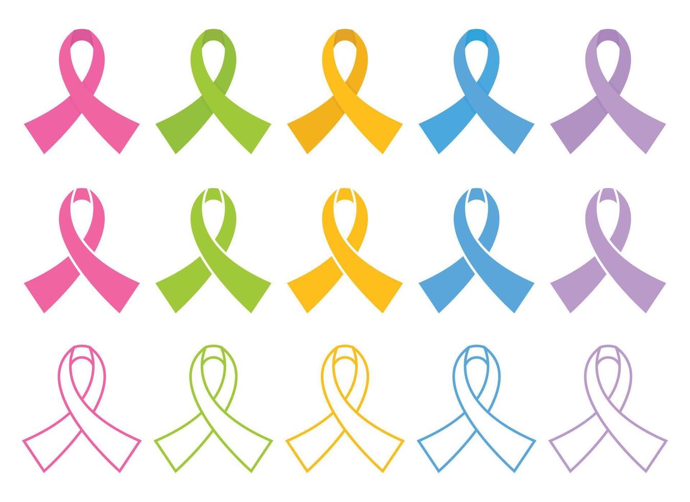 Awareness ribbon cross. Set of breast cancer symbol. Vector illustration in flat design