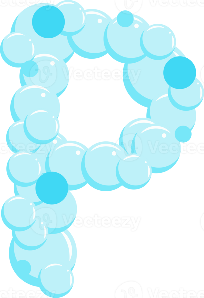 Alphabet of soap bubbles. Water suds letter P. Cartoon font 22277822 PNG