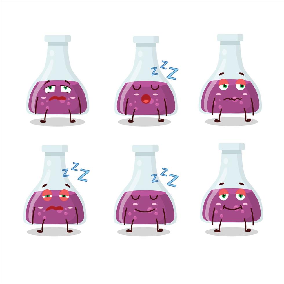 Cartoon character of purple potion with sleepy expression vector