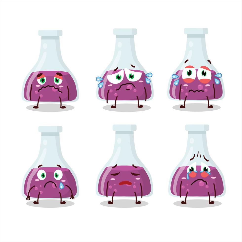 Purple potion cartoon character with sad expression vector