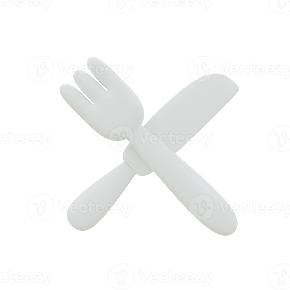Fork and knife icon. 3d render png