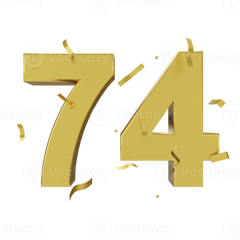 gold 74number with confetti png