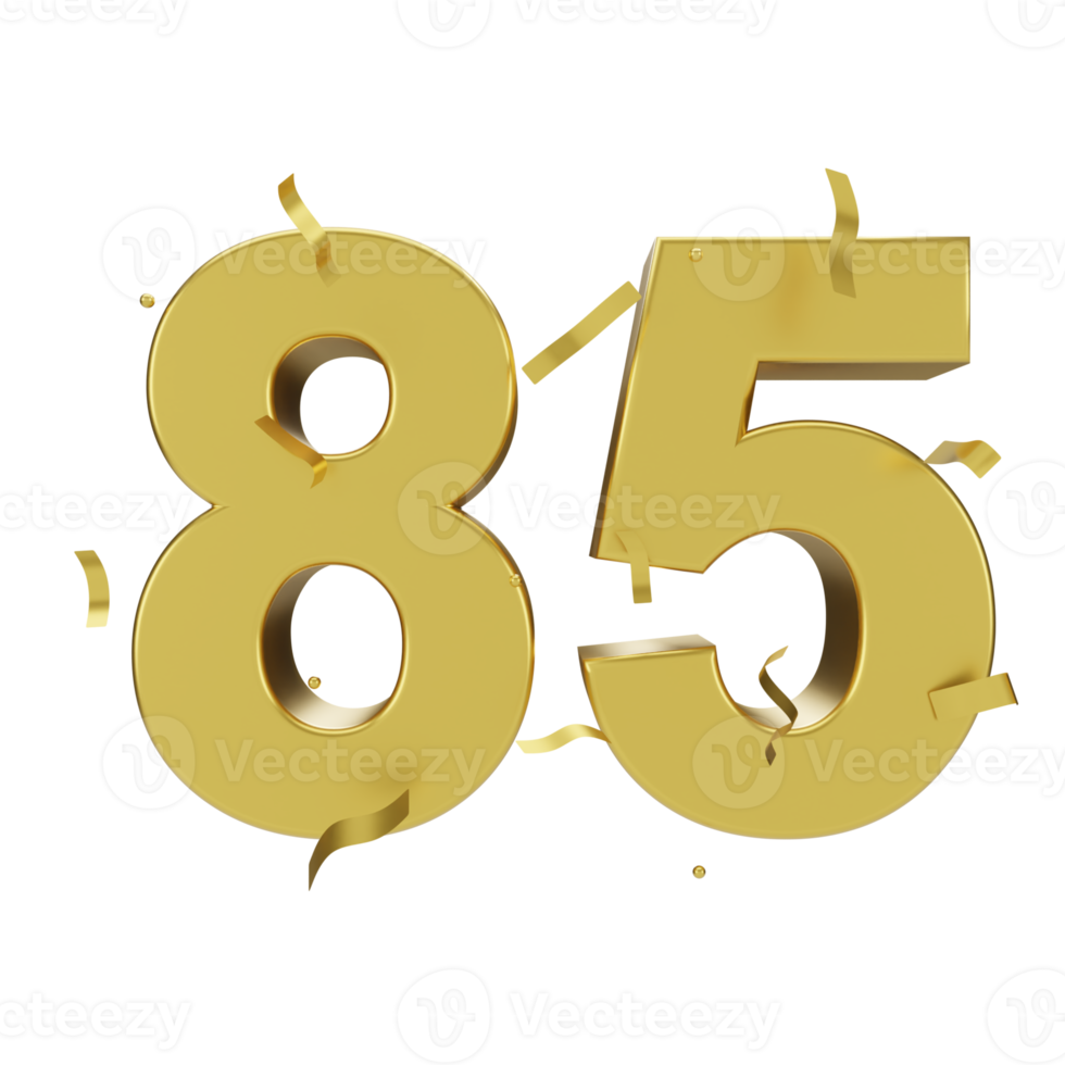 gold 85 number with confetti png