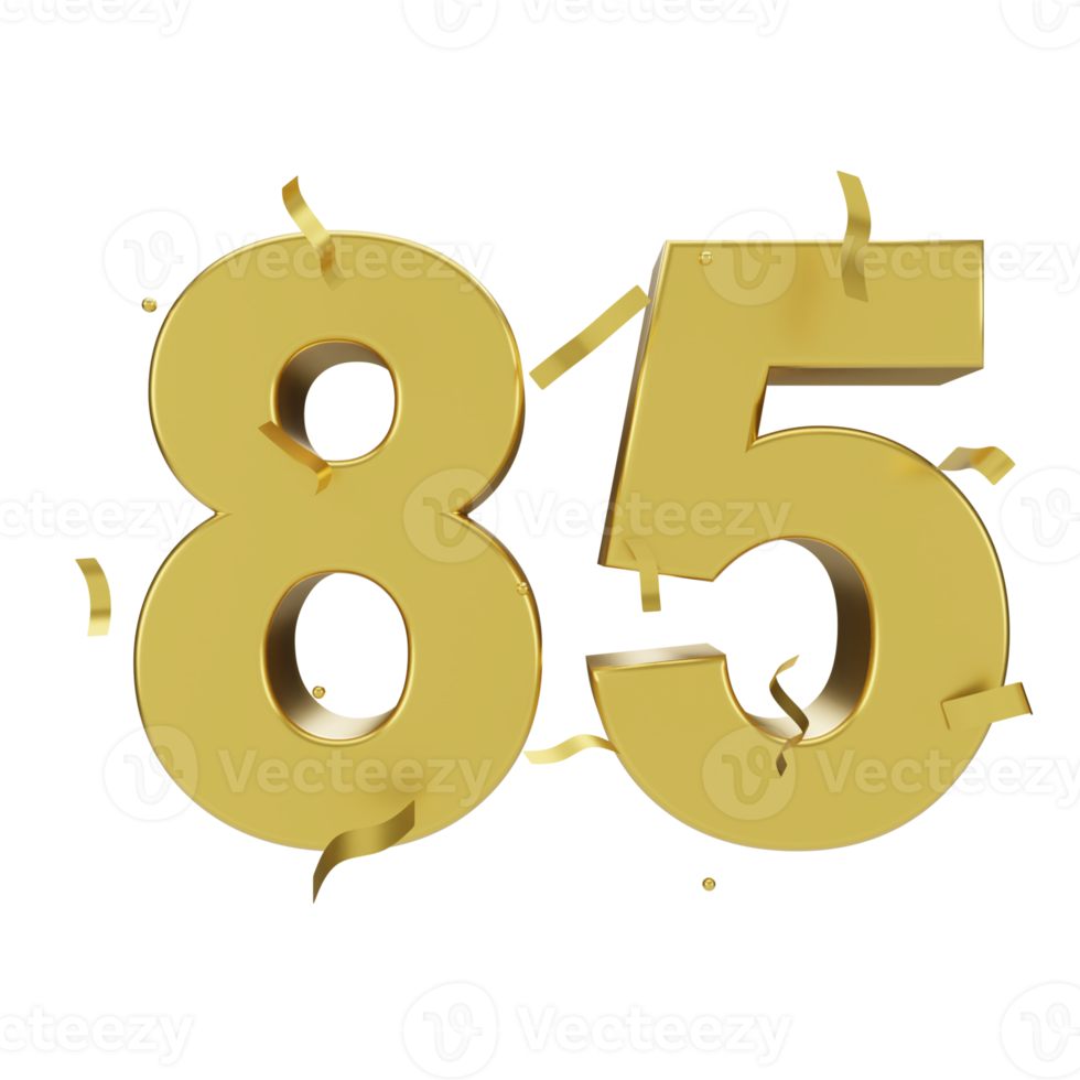 Gold 85 Nummer mit Konfetti png