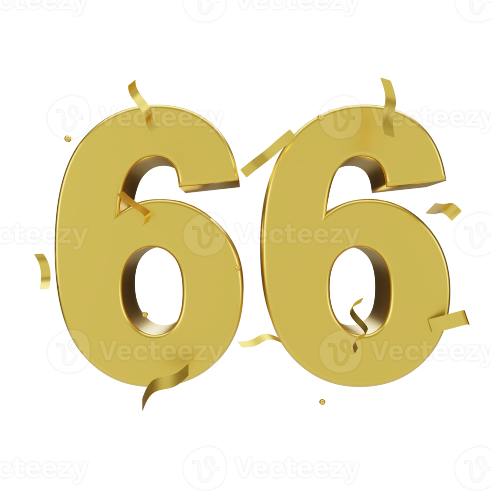 gold 66 number with confetti png