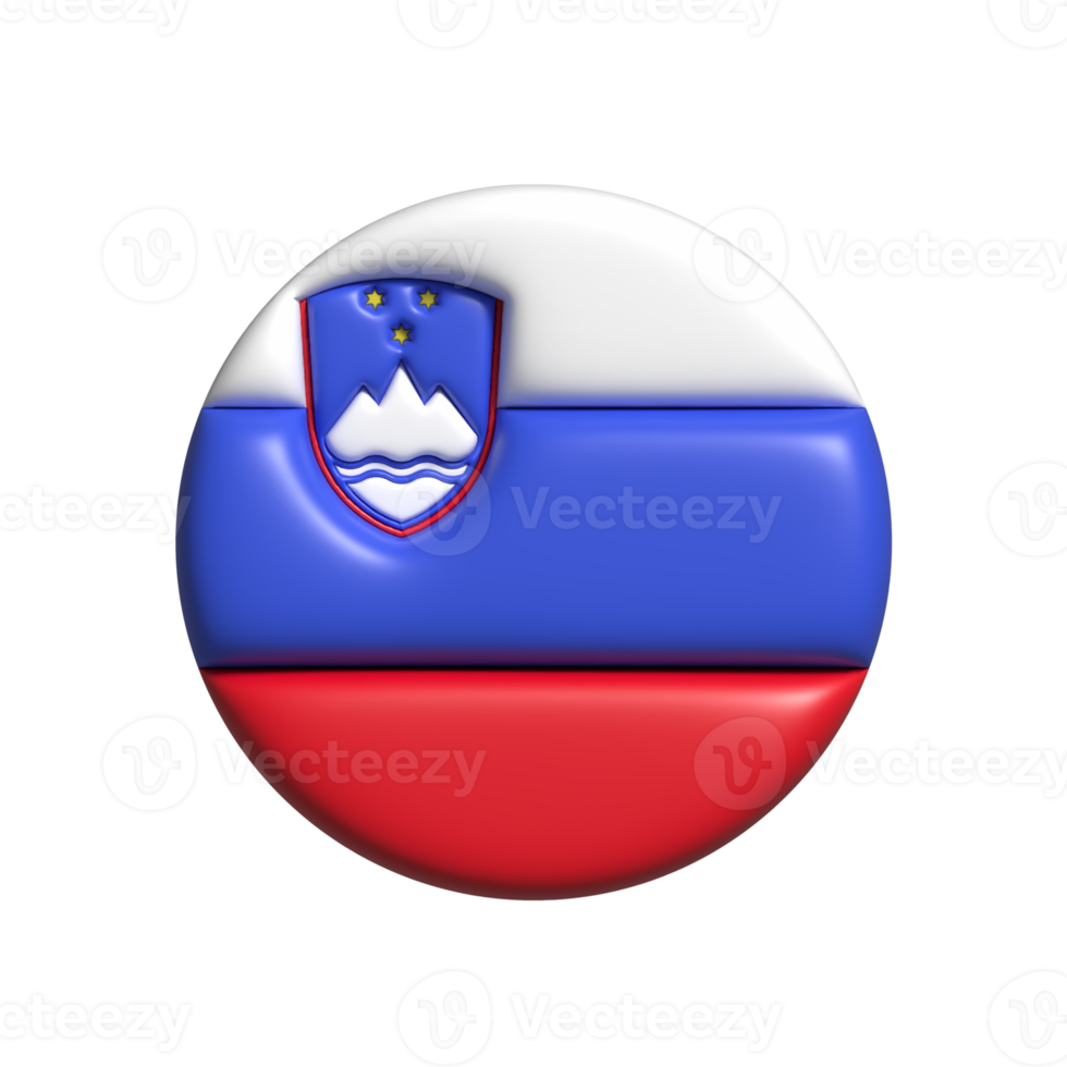 Slovenia circular flag shape. 3d render png