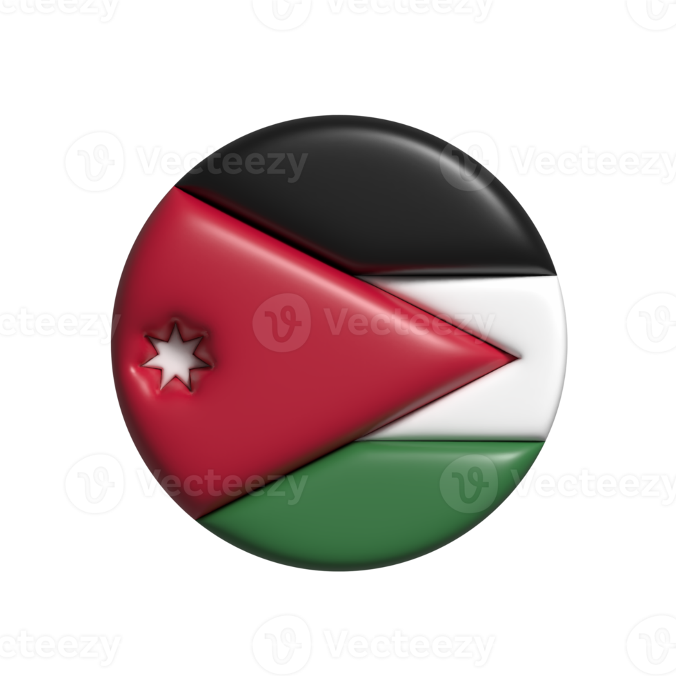 Jordan circular flag shape. 3d render png