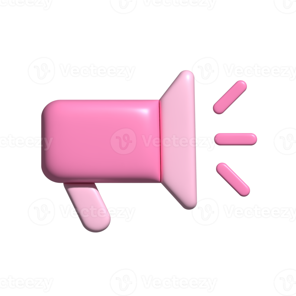 loudspeaker icon pink. 3d render png